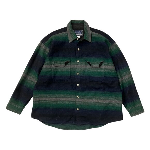 Sierra Pacific Mens Wool Stripe Shacket Green Size XL Southwestern Outdoors - Picture 1 of 7